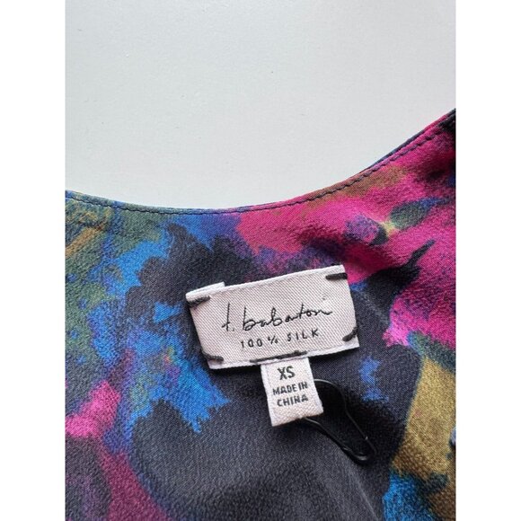 Aritzia T BABATON Floral Printed Silk Crepe Tiered Layered A-Line Tank, Size XS - Picture 9 of 11